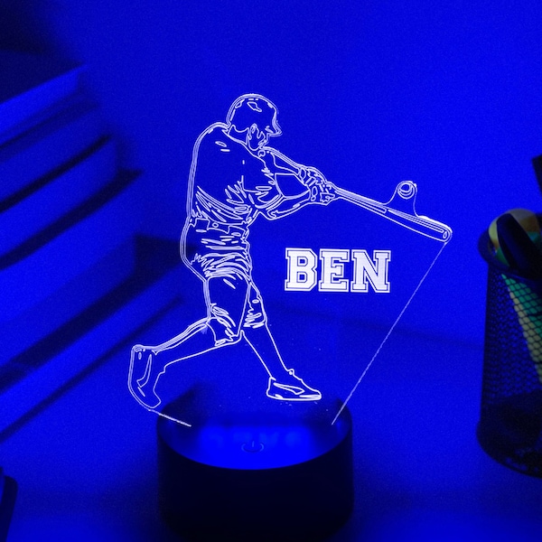 Personalised Baseball 3D Night Light | Gift for Baseball Player| Personalised Gift | Desk Lamp