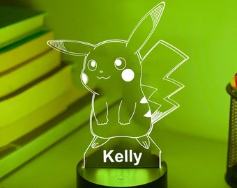 Personalised PIKACHU POKEMON 3D Night Light | Gift for Kids | Personalised Gift | Desk Lamp | Pokemon Gift