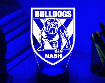 Personalised NRL BULLDOGS 3D Night Light | Gift for Footy Fan | Personalised Gift | Desk Lamp | NRL Gift | Footy Gifft