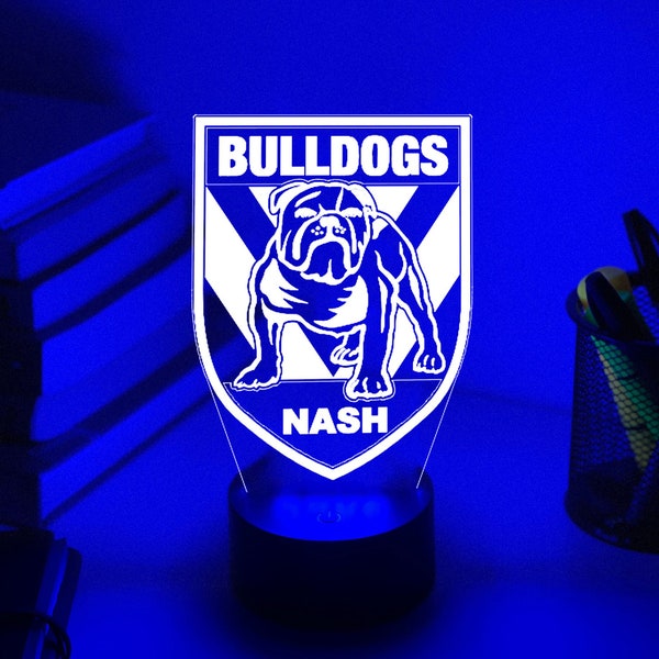 Personalised NRL BULLDOGS 3D Night Light | Gift for Footy Fan | Personalised Gift | Desk Lamp | NRL Gift | Footy Gifft