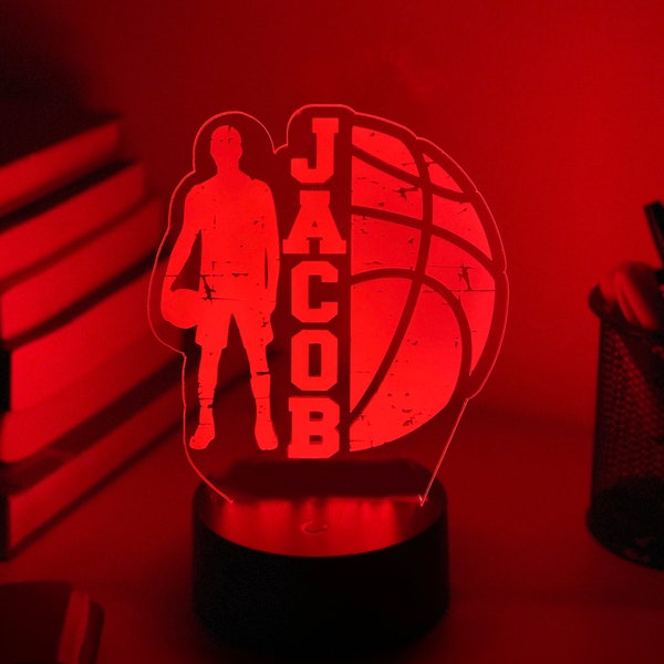 Personalised BASKETBALL 3D Night Light | Basketball Gift  | Personalised Gift | Desk Lamp | NBA | 3D Lamp