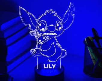 Personalised Stitch 3D Night Light | Gift for Kids | Personalised Gift | Desk Lamp