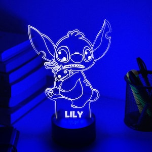 TIMPCV Lovely Stitch 3D LED Night Light, Cartoon Lilo & Stitch Table Lamp,  Girls Desk Lamp, Baby Bedroom Sleeping Night Lamp, Bedside Lamp, Birthday