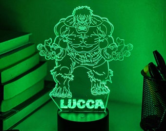 Personalised HULK 3D Night Light | Gift for Kids | Personalised Gift | Desk Lamp | Superhero Gift