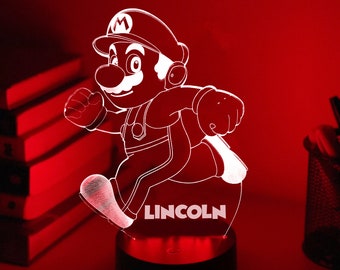 Personalised SUPER MARIO 3D Night Light Gift for Kids Personalised