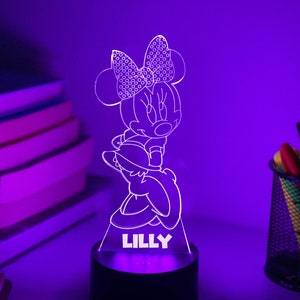 Personalised MINNIE MOUSE 3D Night Light | Gift for Kids | Personalised Gift | Desk Lamp