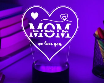Personalised MOTHERS DAY GIFT 3D Night Light | Mom Gift  | Personalised Mom Gift | Desk Lamp | Gift for Mom | 3D Desk Lamp