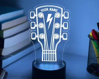 Personalised GUITAR 3D Night Light | Personalised Guitar Gift  | Guitar Desk Lamp | Music Gift | Personalised Guitar Sign