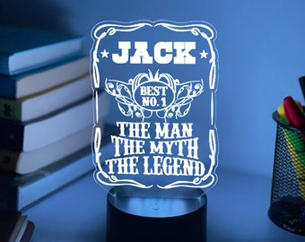 Personalised JACK DANIELS 3D Night Light | Mens Gifts  | Personalised Drink Gift | Desk Lamp | Drink Label | Jack Daniels 3D Lamp