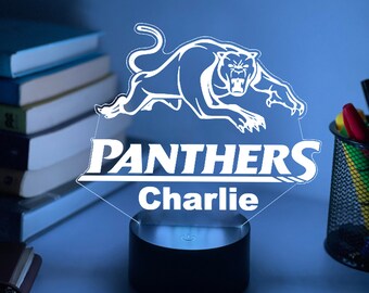 Personalised NRL PENRITH PANTHERS 3D Night Light | Gift for Footy Fan | Personalised Gift | Desk Lamp | Panthers Gift | Footy Gifft