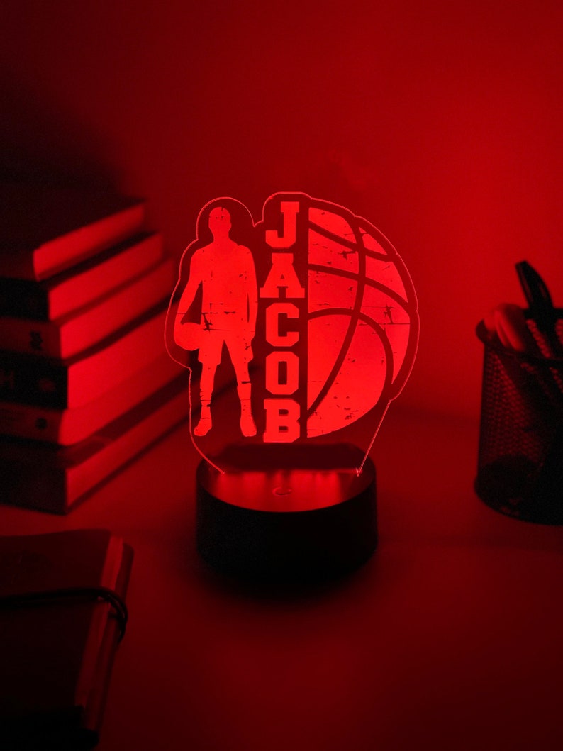 Personalised BASKETBALL 3D Night Light Basketball Gift Personalised Gift Desk Lamp NBA 3D Lamp image 1