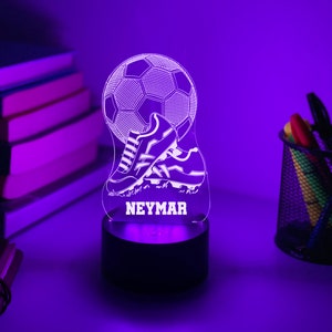 Personalised FOOTBALL SOCCER 3D Night Light Gift for Soccer Player Personalised Gift Gift for Kids Desk Lamp image 4