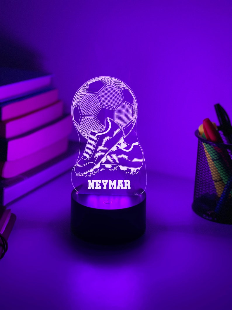 Personalised FOOTBALL SOCCER 3D Night Light Gift for Soccer Player Personalised Gift Gift for Kids Desk Lamp image 4