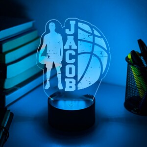 Personalised BASKETBALL 3D Night Light Basketball Gift Personalised Gift Desk Lamp NBA 3D Lamp image 5