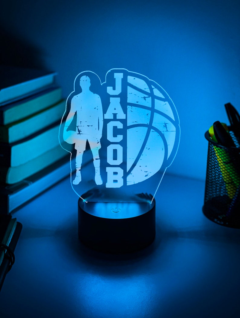 Personalised BASKETBALL 3D Night Light Basketball Gift Personalised Gift Desk Lamp NBA 3D Lamp image 5