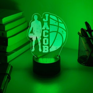 Personalised BASKETBALL 3D Night Light Basketball Gift Personalised Gift Desk Lamp NBA 3D Lamp image 9