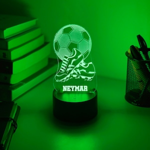 Personalised FOOTBALL SOCCER 3D Night Light Gift for Soccer Player Personalised Gift Gift for Kids Desk Lamp image 5