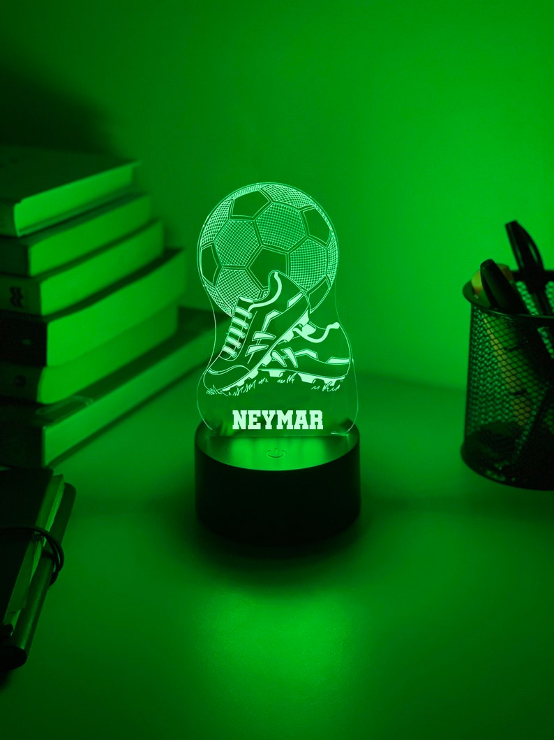 Personalised FOOTBALL SOCCER 3D Night Light Gift for Soccer Player Personalised Gift Gift for Kids Desk Lamp image 5