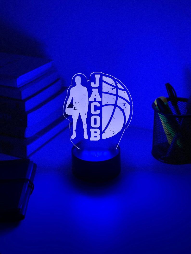 Personalised BASKETBALL 3D Night Light Basketball Gift Personalised Gift Desk Lamp NBA 3D Lamp image 6