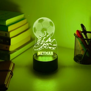 Personalised FOOTBALL SOCCER 3D Night Light Gift for Soccer Player Personalised Gift Gift for Kids Desk Lamp image 2