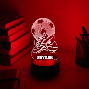 Personalised FOOTBALL SOCCER 3D Night Light Gift for Soccer Player Personalised Gift Gift for Kids Desk Lamp image 3