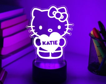 Personalised HELLO KITTY 3D Night Light | Kids Gift for Girl | Personalised Gift | Desk Lamp | Kids room decor | Nursery Room | Hello Kittys