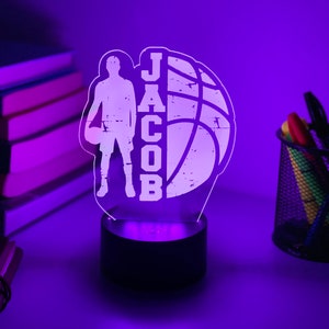 Personalised BASKETBALL 3D Night Light Basketball Gift Personalised Gift Desk Lamp NBA 3D Lamp image 8