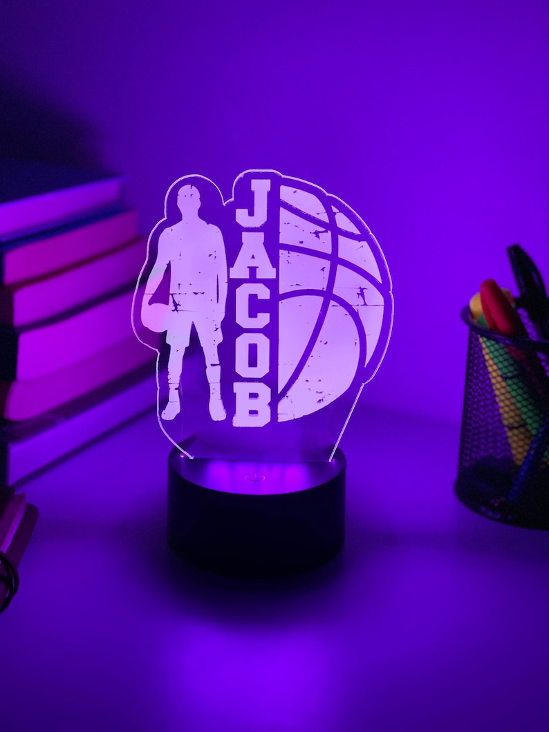 Personalised BASKETBALL 3D Night Light Basketball Gift Personalised Gift Desk Lamp NBA 3D Lamp image 8