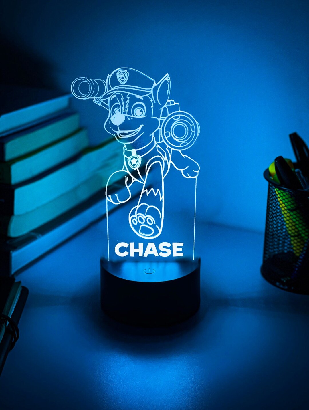 Personalised PAW PATROL Chase 3D Night Light | Gift for Kids | Personalised Gift | Desk Lamp | Kids room decor