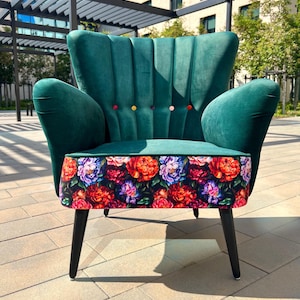 Cocktailsessel mit Armlehnen Blumen Modernes Design Grün
