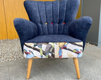 Cocktail armchair with armrests Toucans Modern Design Blue