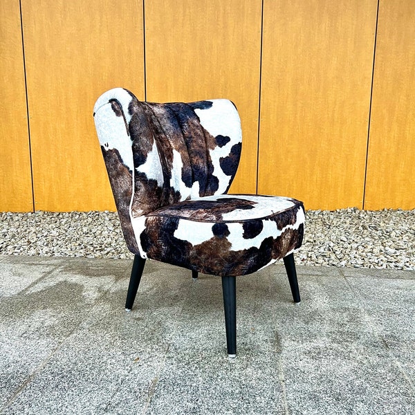 Fauteuil Vache Design Moderne Blanc Marron Chaise Cocktail