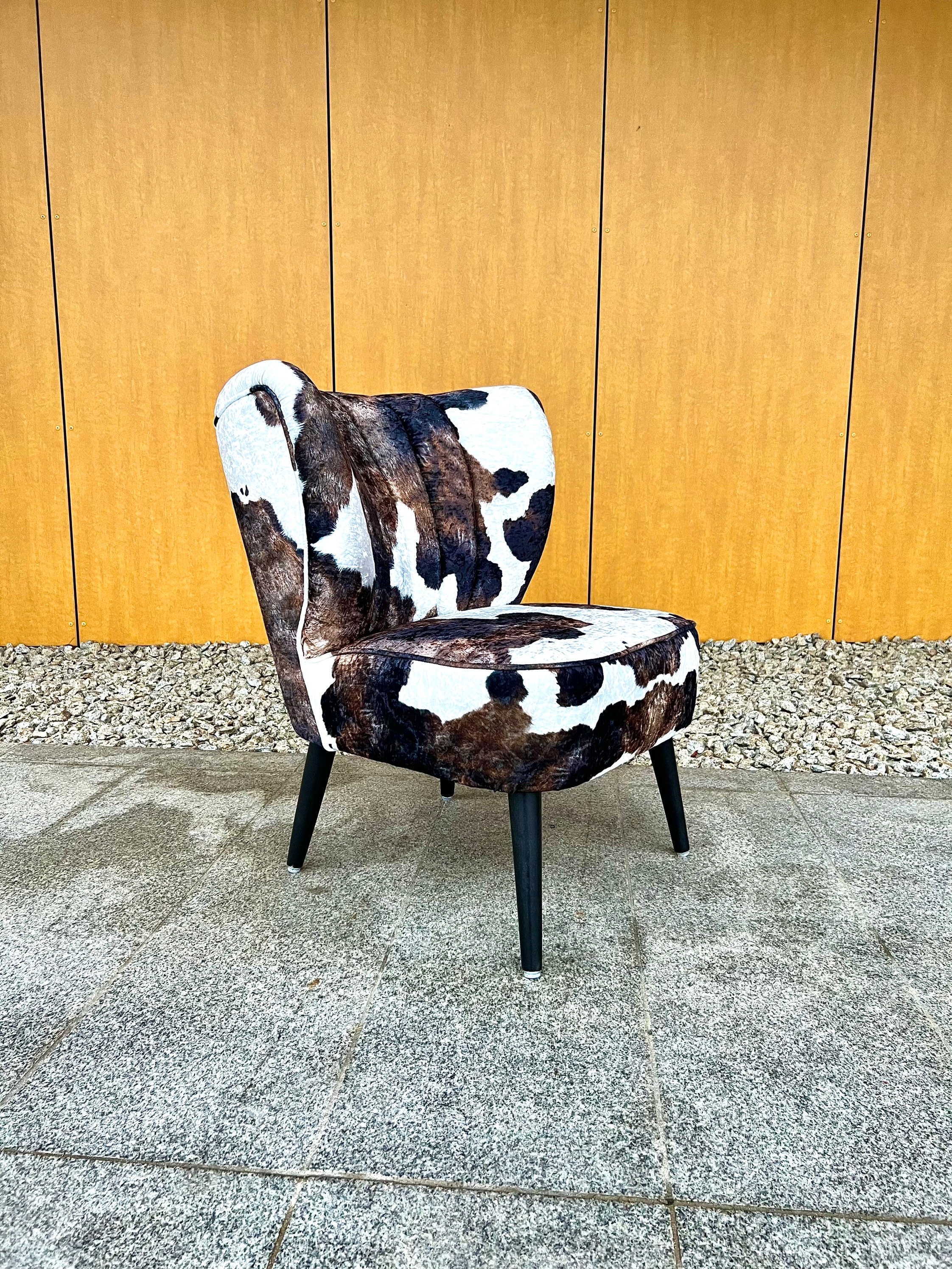 Coaster Farmhouse Microfiber Cowhide Print Accent Chair in Black