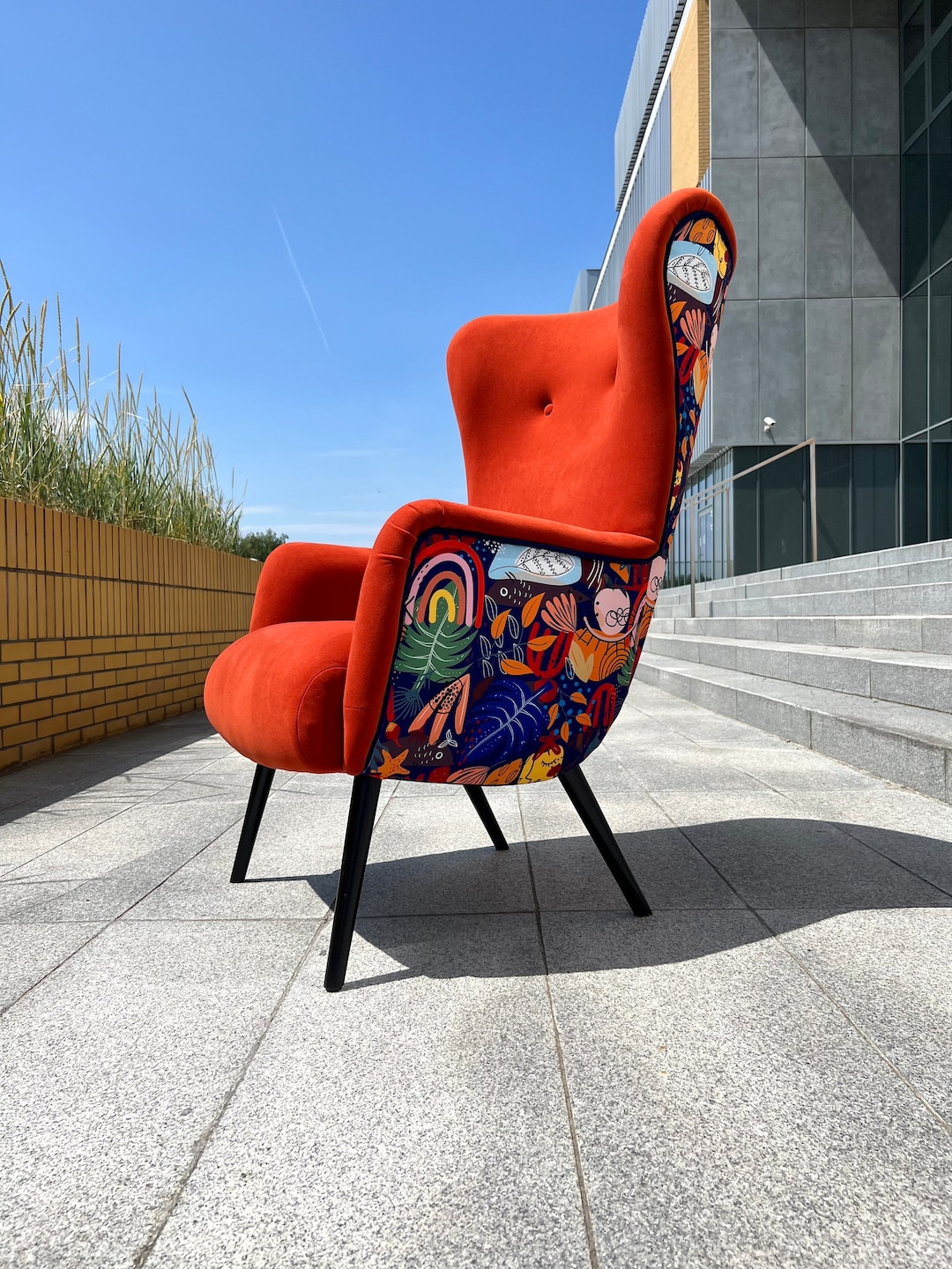 Armchair Abstract Art Modern Brick Red Colorful - Etsy