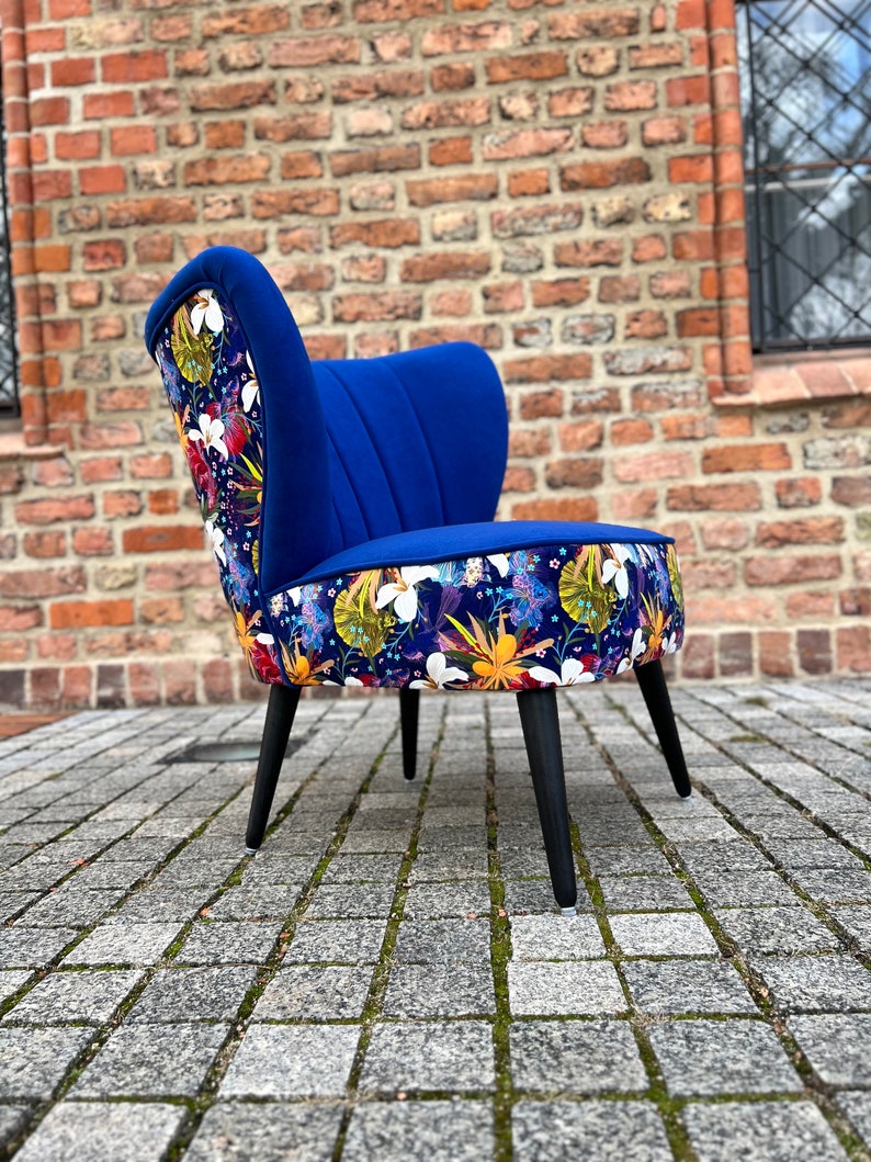 Fauteuil Vis modern Design Blauwe Cocktailstoel afbeelding 6