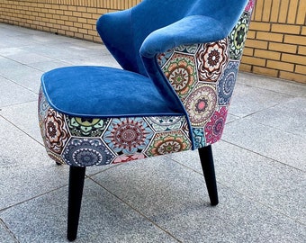 Fauteuil Mandala Design Moderne Bleu Chaise Cocktail