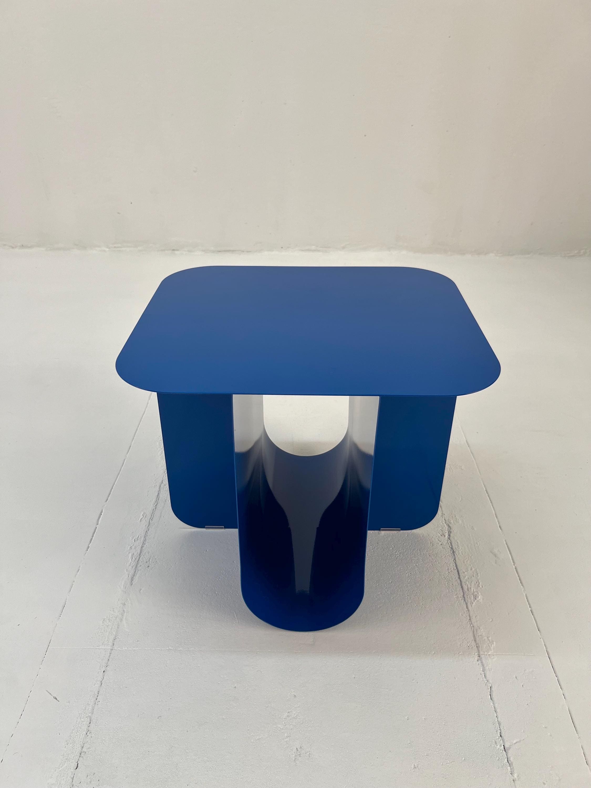 Steel Side Table Blue Design Modern Coffee Table - Etsy