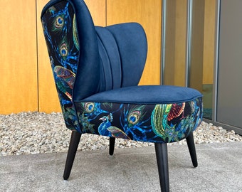 Fauteuil Paons Design Moderne Chaise Cocktail Bleu