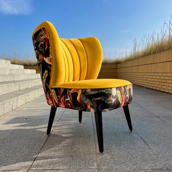 Fauteuil Oiseaux ExotiquesDesign Moderne Chaise Cocktail Jaune