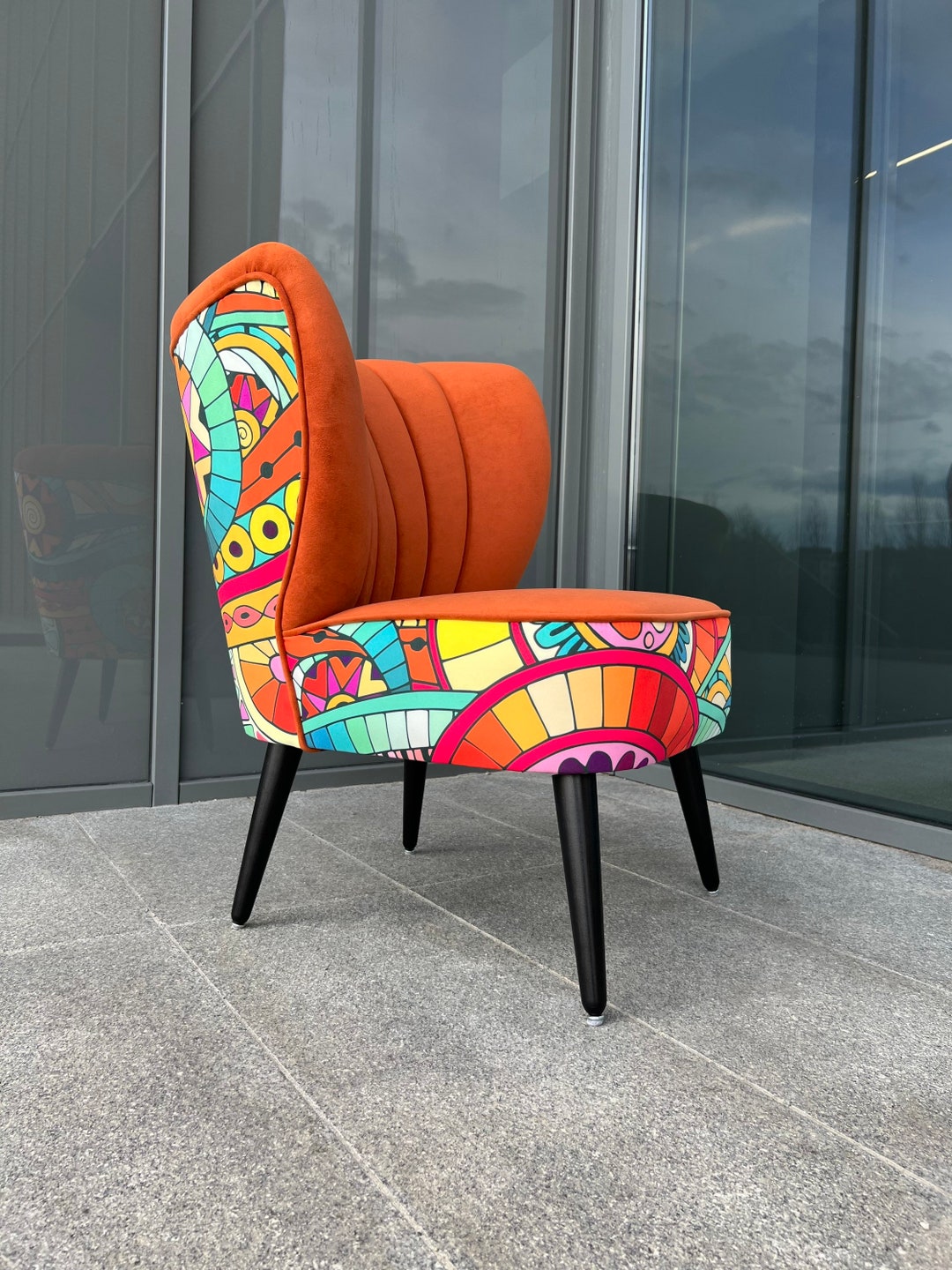 Poltrona Boho Design Moderno Tijolo/Laranja Portugal