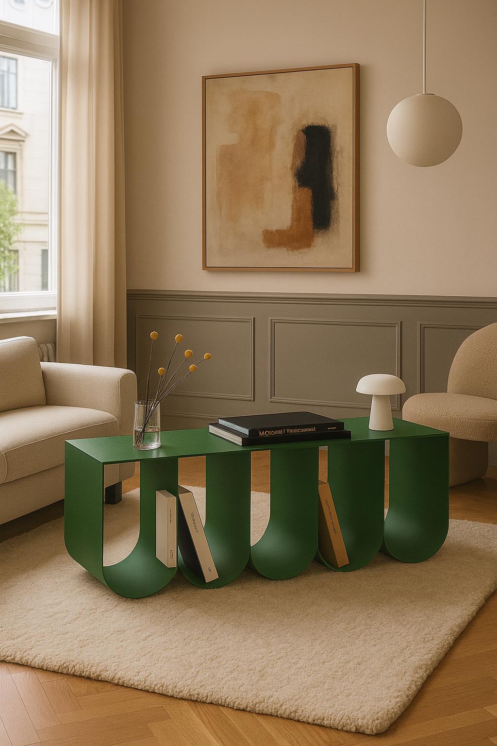 Steel Coffee Table With Storage Space Green Table Design Metal - Etsy