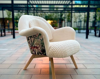 Bucket-type armchair Moder Design Leopards White Magic Deluxe Fabric