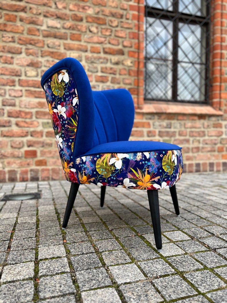 Fauteuil Vis modern Design Blauwe Cocktailstoel afbeelding 2