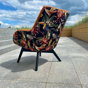 Armchair Exotic Birds modern Design Brick Red Magic Velvet Deluxe zdjęcie 7