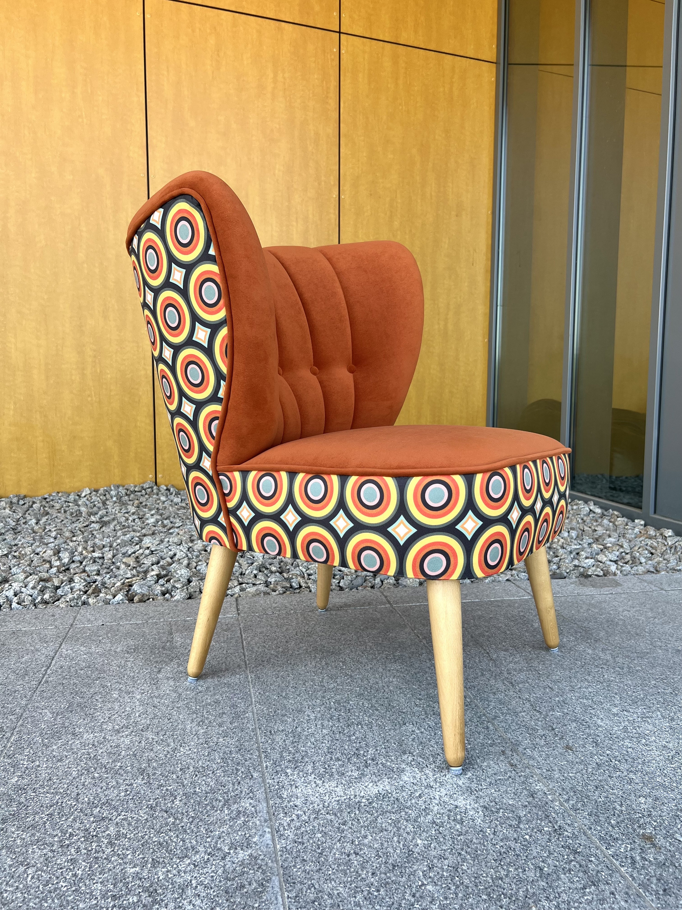 Armchair Retro Design Brick Red/Orange Cocktail Chair