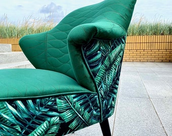 Fauteuil Monstera Design Moderne Chaise Cocktail Verte