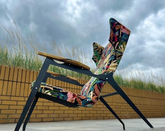Chaise longue avec accoudoirs époxy/bois Iguana Modern Design
