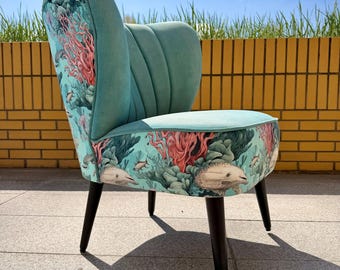 Armchair Sea Life modern Design Light Blue Cocktail chair
