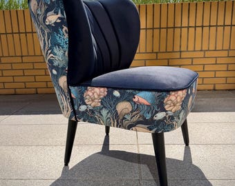 Sillón Sea Life de diseño moderno, color azul marino.