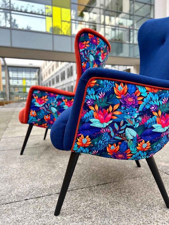 Sessel Tropical Garden modernes Ziegelrot farbenfrohes Design
